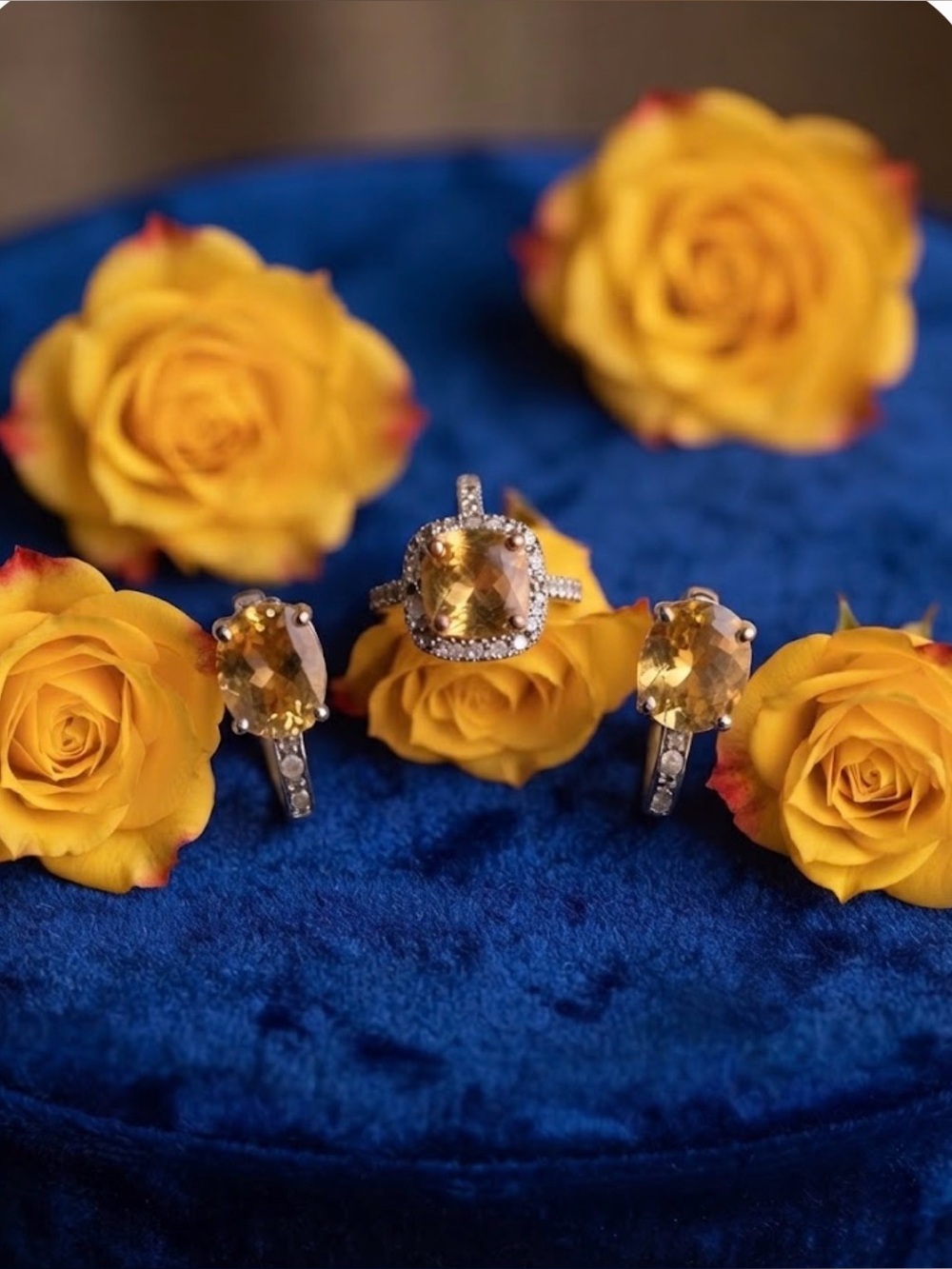 925 citrine earrings and size 7 ring